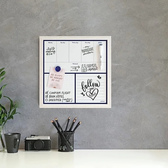 rU Brands Rustic Weekly Dry Erase Planner Board, 14 x 14 Inches, Office … - Picture 2 of 5